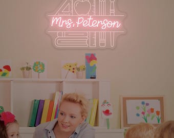 Custom Teacher Name Neon Sign Classroom Wall Decor Back To School Gift For Teacher,Teacher Welcome Neon