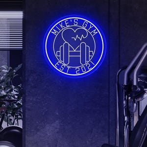 Letrero de neón de gimnasio personalizado, letrero con nombre de gimnasio, letrero de gimnasio en casa personalizado, letrero de club de fitness, letrero de sala de entrenamiento de gimnasio, regalo del Día del Padre