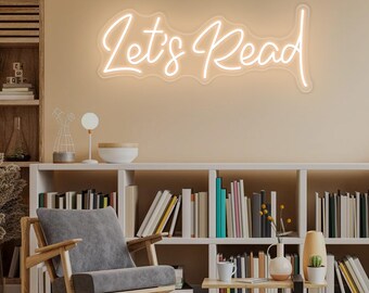 Let's Read LED Neon Sign, Library Reading Room Decor,Bookshelf Decor,Library Neon Sign,Bookish Reading Quote Gifts