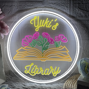 Custom Name Library Neon Sign,Colorful Home Library Sign, Bookshelf decor,library Reading Corner Decor, Book lover gift, Gift for Bookworm