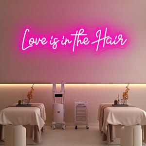 Love is in the hair neon sign, Girl Boss Sign, Beauty room Neon Sign, Hair Studio Neon Sign, Custom Business Sign, Hair salon neon sign