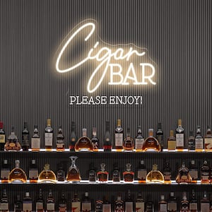 Cigar Bar Please Enjoy Neon SIgn,Wedding Whiskey Bourbon And Cigars Favors Light Sign, Party Decor Neon Sign Cigar Lounge,Father&#39;s Day Gifts