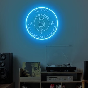 Letrero de neón personalizado para karaoke, letrero de neón personalizado, letrero de neón musical personalizado, decoración de bar de karaoke, decoración musical para el hogar, neón para bar de karaoke