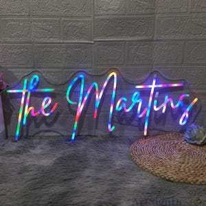 Placa de neon personalizada com arco-íris, placa de nome em arco-íris para decoração de casamento, decoração colorida personalizada para quarto, placa de LED personalizada com arco-íris, presentes personalizados