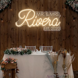 Custom Mr and Mrs Name Sign Wedding Welcome Sign Neon Last Name Sign Wedding Backdrop Family Name Light Personalized Wedding Gifts