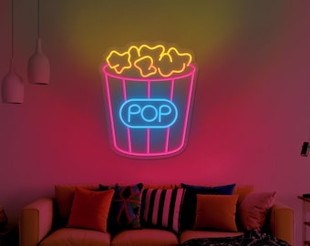 Popcorn Neon Lights, Popcorn Led Sign, Handcrafted Cinema Decor, Movie Time Led lights, Cinema Neon Sign, Movie Neon Sign, Home Wall Decor