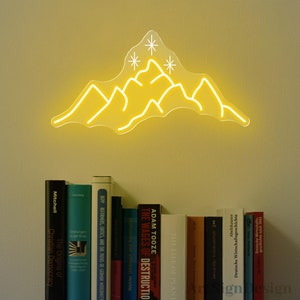ACOTAR neon sign, Mountain with stars Neon,Book lover gift, ACOTAR night light Bookish decor,Starry Mountain Reading nook decor