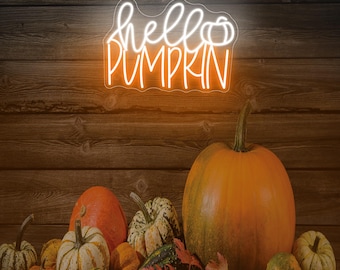 Hello Pumpkin Neon Sign,Thanksgiving Party Decor Home Decor,Fall Welcome Door Hanger Sign,Personalized Gifts for Mom,Fall Neon Sign Bedroom