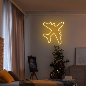 Insegna al neon dell'aeroplano, decorazione dell'aeroplano, luce al neon LED minimalista, luce al neon della camera da letto, decorazione della parete della stanza di casa, regalo personalizzato