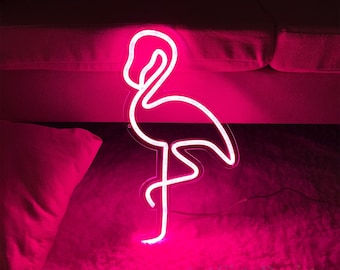 Enseigne au néon Flamingo personnalisée, enseigne murale Flamingo, enseigne au néon animal, chambre à coucher au néon, décoration murale de la salle d’accueil, cadeau personnalisé