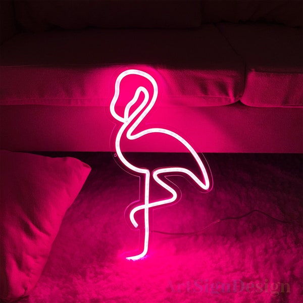 Enseigne au néon Flamingo personnalisée, enseigne murale Flamingo, enseigne au néon animal, chambre à coucher au néon, décoration murale de la salle d’accueil, cadeau personnalisé