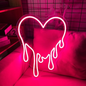 Insegna al neon a LED con cuore che si scioglie, insegne al neon con cuore che gocciola per camera da letto, cuore personalizzato per adolescenti, decorazione da parete per la casa, regalo di nozze