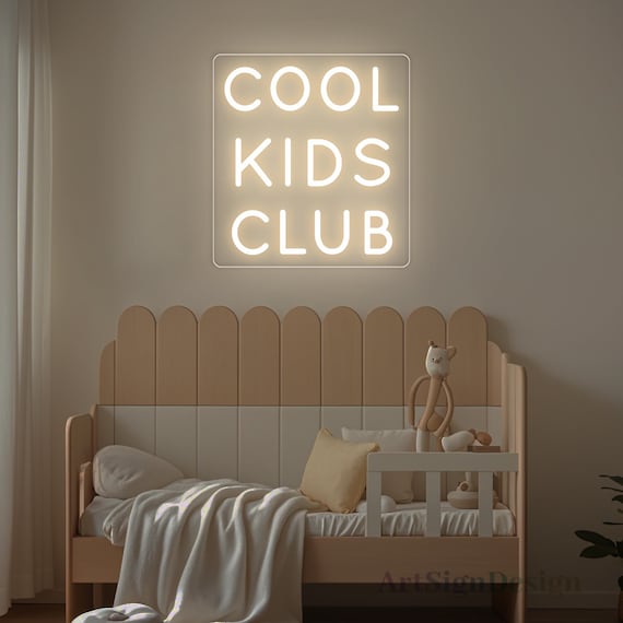 Cool kids club neon sign, kid's room neon wall decor, custom kid playroom decor,  boy/girl room decor,  gift for kid,Kids home wall decor