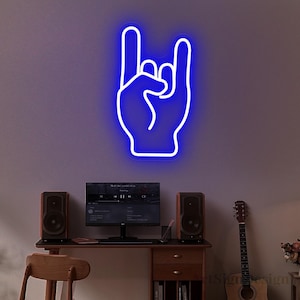 Rock On Hand Neon Sign Custom Neon Sign Led Light Music Gesture Neon Sign Heavy Metal Wall Decor Rock Band Decor Personalized Gifts Neon Art