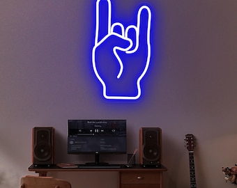 Rock On Hand Neon Sign Custom Neon Sign Led Light Music Gesture Neon Sign Heavy Metal Wall Decor Rock Band Decor Personalized Gifts Neon Art