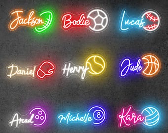 Custom Sport Ball Name Neon Sign For Kids Bedroom, Basketball /Volleyball Name  Sign,Soccer/Football/Baseball Neon Sign, Sport Lover Gifts
