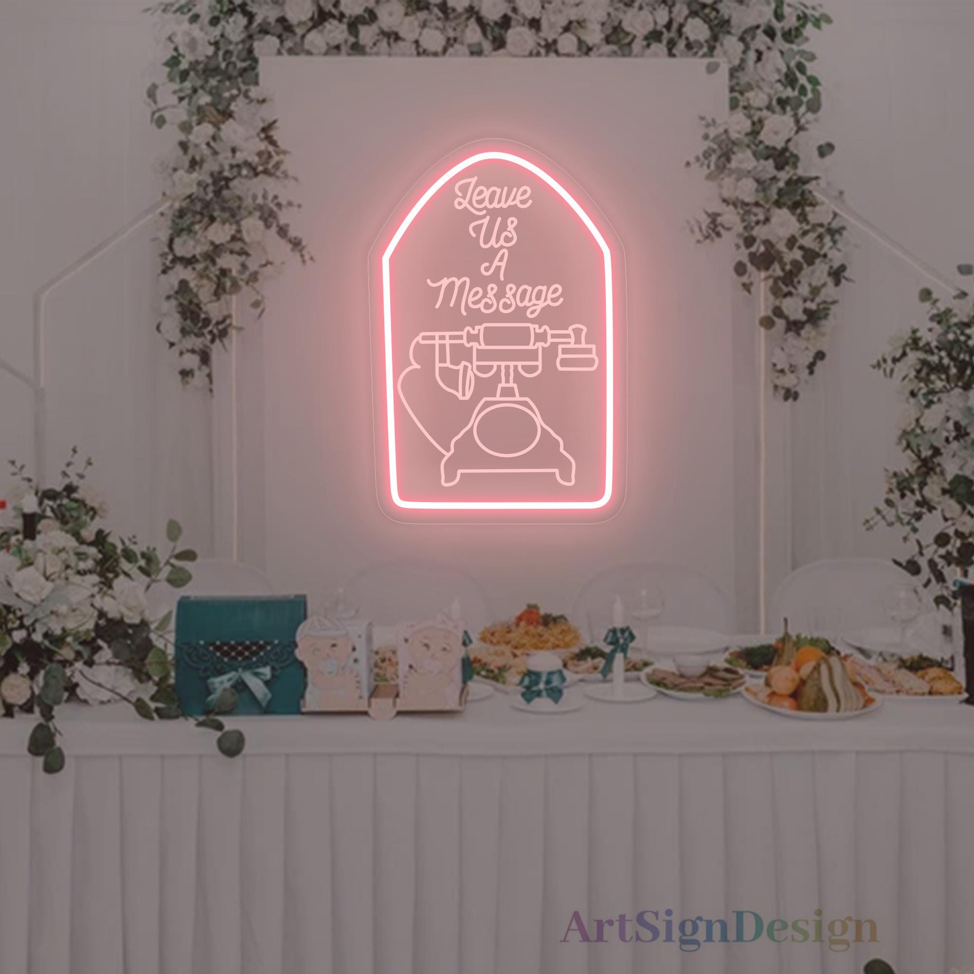 Reception Neom Sign Leave Us A Message Neon Sign, Custom Wedding Reception 3D Engrave Audio ...