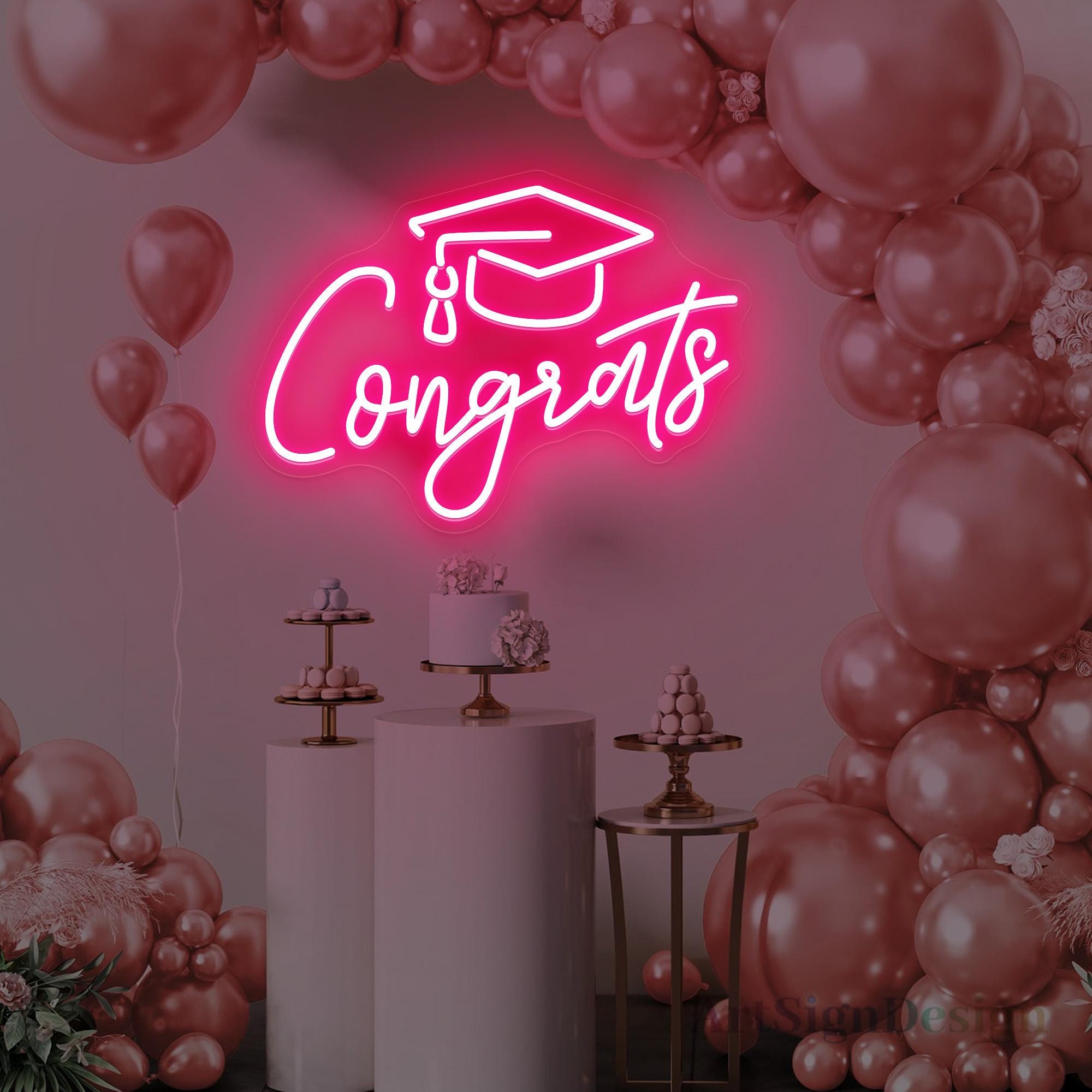 Congrats Neon Sign for Custom Graduation Party, College Congrats Grad ...