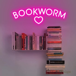 Bookworm Neon Sign,Classroom Library Neon Decor,Reading Corner Sign,Book lover Gift,Dorm Wall Decor,Nursery Playroom Decor
