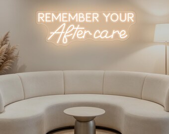 Remember Your Aftercare Neon Sign, Custom Beauty Salon Neon Decor, Esthetics Wall Art, Spa Waxing Studio Decor, Nail Salon Business Sign