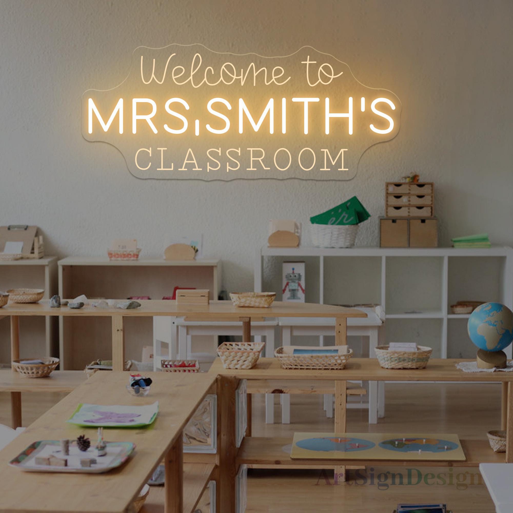 Custom Teacher Name Neon Sign For Classroom, Teacher Name Custom Sign, Classroom Neon Decor, Teacher Welcome Sign, Classroom Door LED Hanger