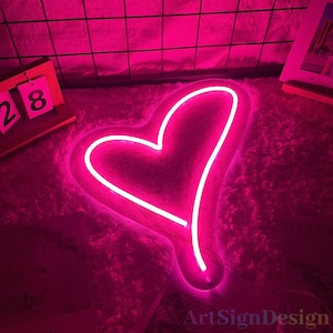Heart Neon Sign, Love Heart Neon Sign, Love Sign, Minimalist LED Neon