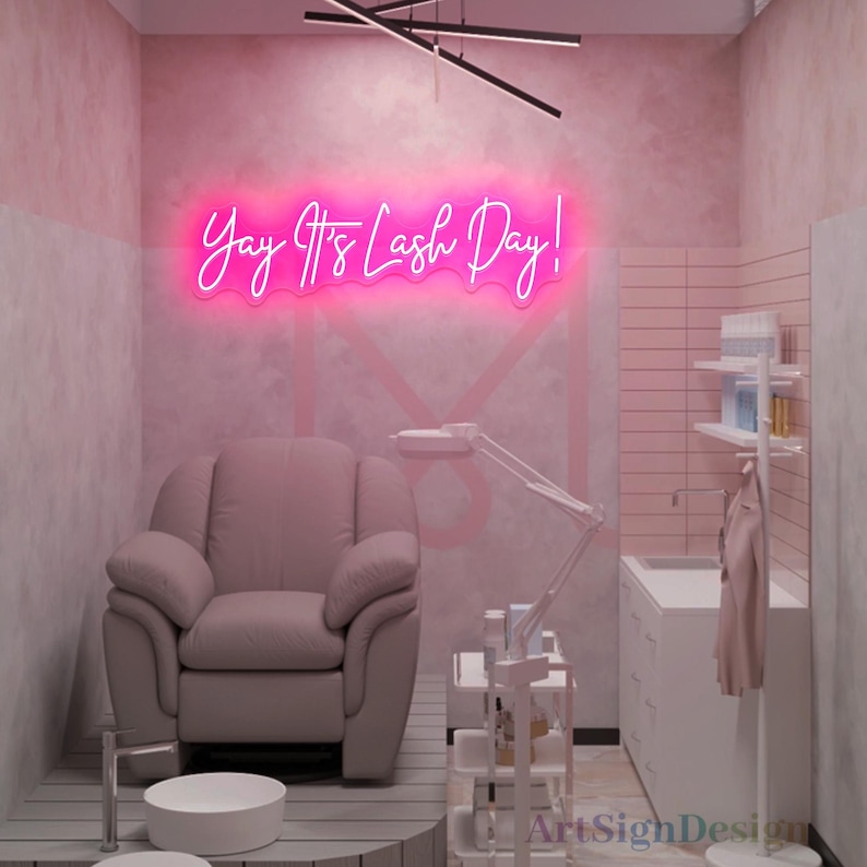 Yay It's Lash Day Neon Sign, Lash Day Neon Sign, Personalized Lash Room ...