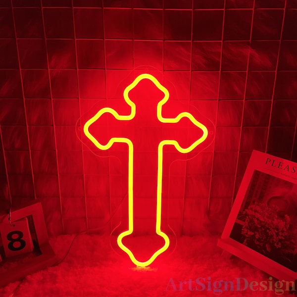 Kreuz Neon Schild, Heiliges Kreuz Neon Licht, christliches Kreuz Symbol, Kreuz Jesus LED Neon Schild, Kreuz Zeichen, Glaube Neon Schild