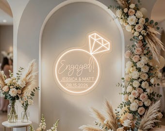Custom Engaged Name Neon Sign, Engagement Party LED Neon Light, Proposal Party Wall Decor, Wedding Party Backdrop Decor, Engagement Gifts