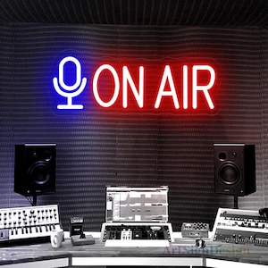 On Air Neon Sign Decor, On Air Microphone Neon, Studio Office Gameroom On Air Sign, Recording Studio Playroom Neon Light, Studio Neon Decor