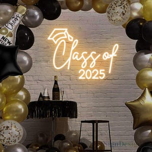 Placa de néon da classe de 2025, luz de néon LED personalizada para festa de formatura, decoração de parede para formatura, placa de boas-vindas, presente para formandos