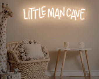 Little Man Cave Neon Sign, Kids Room LED Light, Boys Bedroom Decor, Playroom Wall Art, Fun Game Room Sign, Gift for Kids