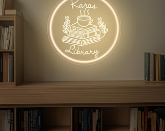 Custom Name Library Neon Sign|Home Library Sign| Bookworm Gift|Book Lover Gift| Library Decor| Bookshelf decor|Christmas Gift