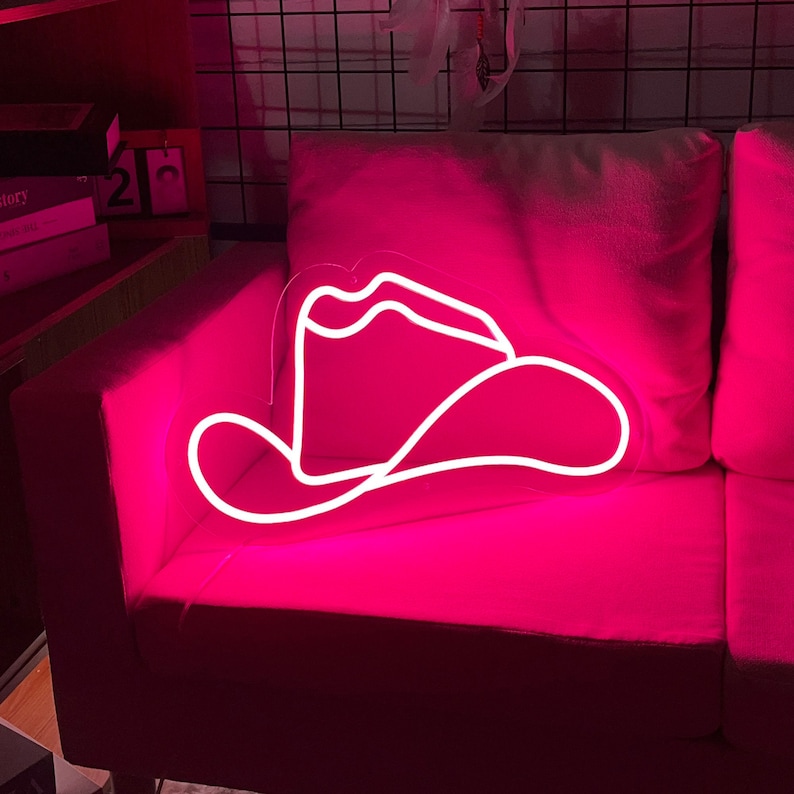 Cowboy Hat Neon Sign Cowboy Straw Hat Neon Sign Cowboy Hat Etsy