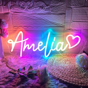 Letrero de neón con nombre de niño personalizado RGB, decoración de habitación de niños, letrero de neón con nombre, neón arcoíris, letrero de neón colorido, letrero con nombre de bebé, regalo para el día del niño