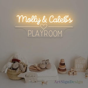 Custom Playroom Sign with Names Neon Sign, Let&#39;s Play Sign Kid&#39;s Room Decor, Nursery Wall Art, Playroom Decor,Baby Name Sign,Gift for kid