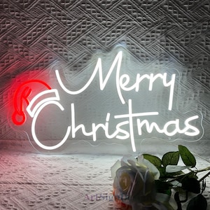 Letreiro de neon de Feliz Natal, Luz de neon de Natal, Decoração de casa de Natal, Presente de Natal, Decoração de festa de Natal, Neon de evento de feriado, Neon de Papai Noel