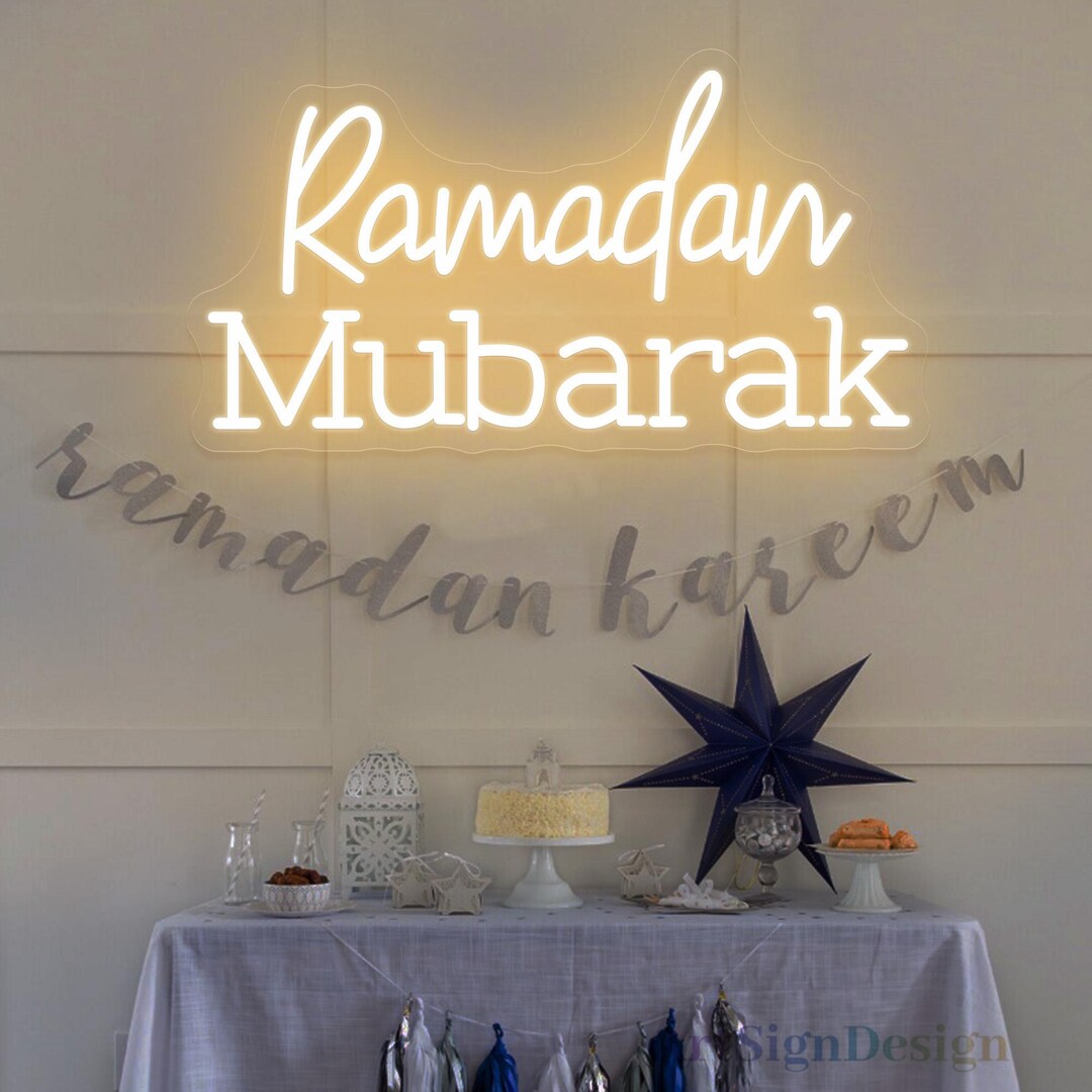 Ramadan Mubarak Neon Sign, Custom Eid Mubarak Ramadan Kareem Banner LED ...