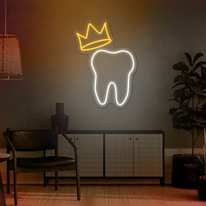 Tooth Neon Sign, White Tooth LED Neon, Medicine LED Light, Dentist Night Light Up Board, Dental Clinic Sign, Dental Office Decor
