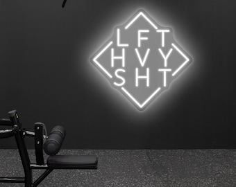 LFT HVY SHT Weightlifting Gym Neon Sign, Fitness Wall Art for Powerlifting, Bodybuilding, Strength Training, Workout Room or Home Gym Decor