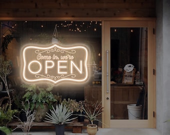 Come In We're Open Neon Sign, Custom Open LED Sign for Business, Shop Salon Cafe Bar Restaurant Door Sign, Welcome Storefront Light Decor