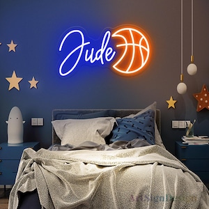 Custom Basketball Neon Sign, Custom Name Neon Sign for Kids, Basketball Player Gifts,Bedroom Neon Kids Room Decor,Basketball Sign Wall Decor