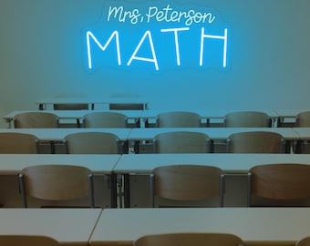 Custom Math Teacher Name Classroom Neon Sign, Personalized Math Teacher Sign, Math Teacher Gift, Math Lover Gift Ideas, Classroom Wall Art