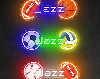 Custom Sports Ball Name Neon Sign, UV Printing Football Baseball Basketball Neon Light, Boy's Bedroom Wall Decor, Personalized Gift For Kids