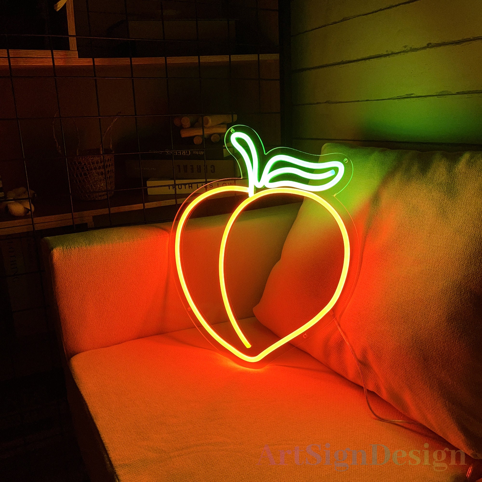 Pear Led Sign Peach Neon Sign, Peach Led Sign, Peach Wall Decor, Peachy Sign, Peach ...
