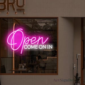 Open Come on in Neon Sign, Custom Open LED Sign For Restaurant Bar Shop Store, Open Sign For Business, Welcome Sign, Storefront Sign