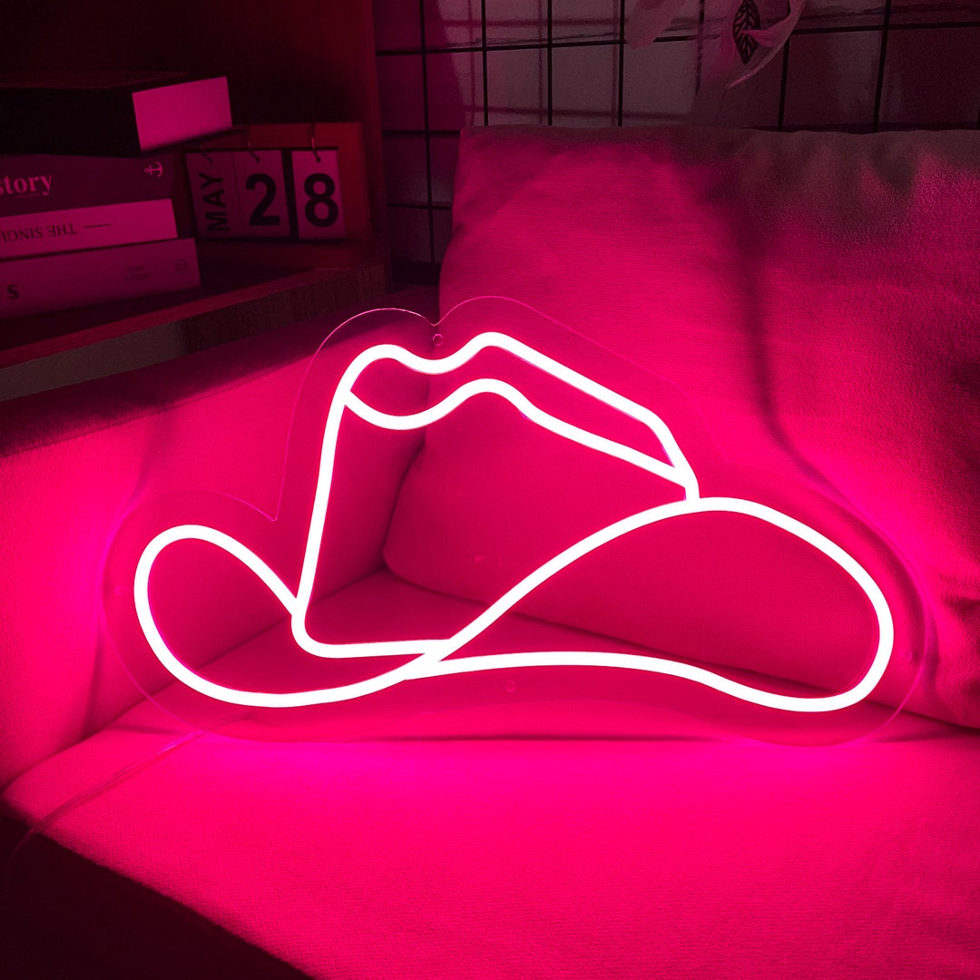 Cowboy Hat Neon Sign, Cowboy Straw Hat Neon Sign, Cowboy Hat With Name