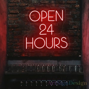 Open 24 Hours Neon Lights, 24h Open Led Sign, Open Neon Sign, Window Sign, LED open sign, Shop Open Sign, Business Logo, Store Decoration