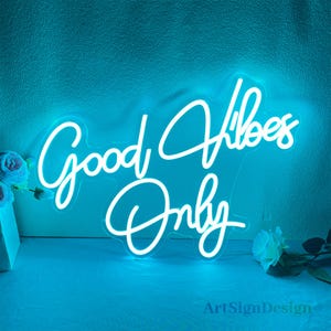 Placa de neon Good Vibes Only, placa de neon de casamento feita à mão, decoração de parede para festa, decoração de festa de aniversário, decoração de parede para quarto, presente personalizado
