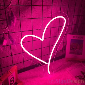 Letreiro de neon de coração, letreiro de neon de coração de amor, letreiro de amor, luz de neon de coração de LED minimalista, luz de neon de quarto, letreiro de neon de arte de amor, presente de casamento
